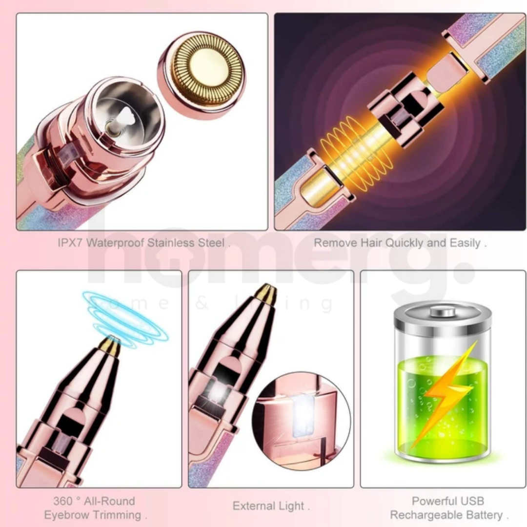 2 In 1 Rechargeable Flawless Eyebrow & Facial Hair Remover